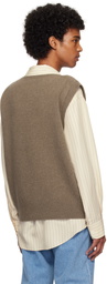 Róhe Taupe Relaxed Knitted Boiled Wool Vest