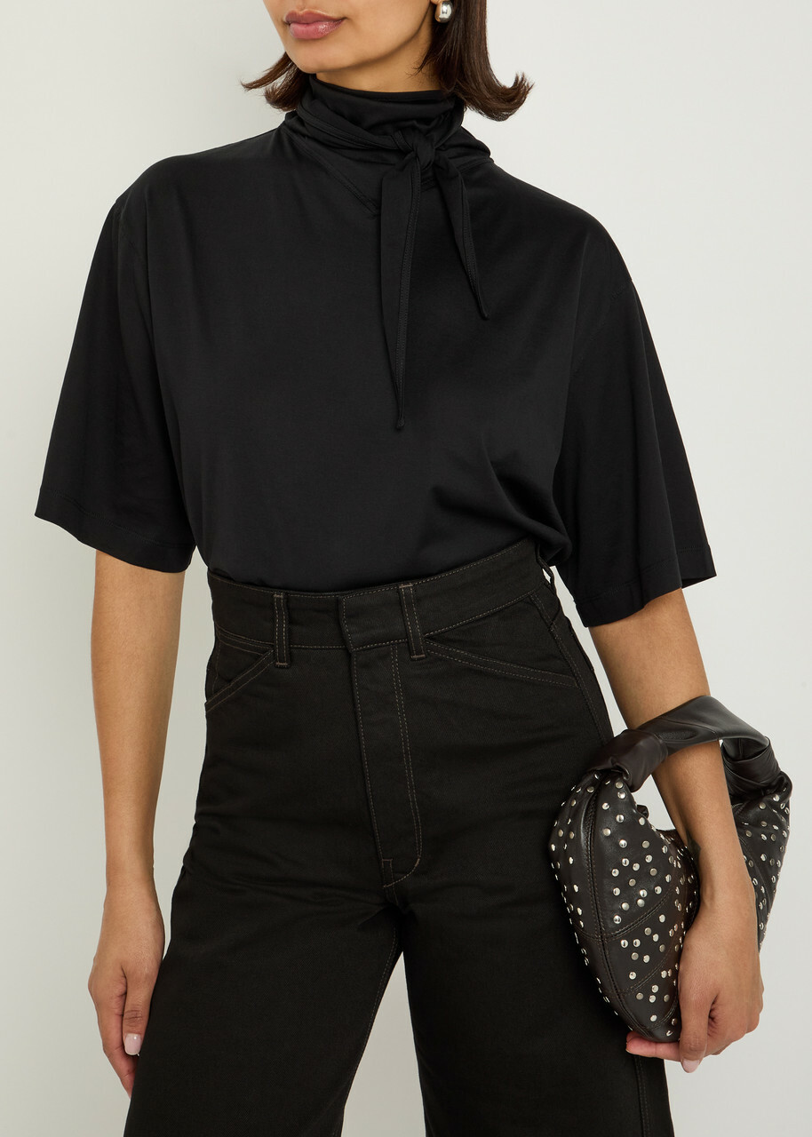 Lemaire Foulard-neck Cotton T-shirt Black