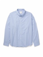Givenchy - Logo-Embroidered Button-Down Collar Striped Cotton-Poplin Shirt - Blue