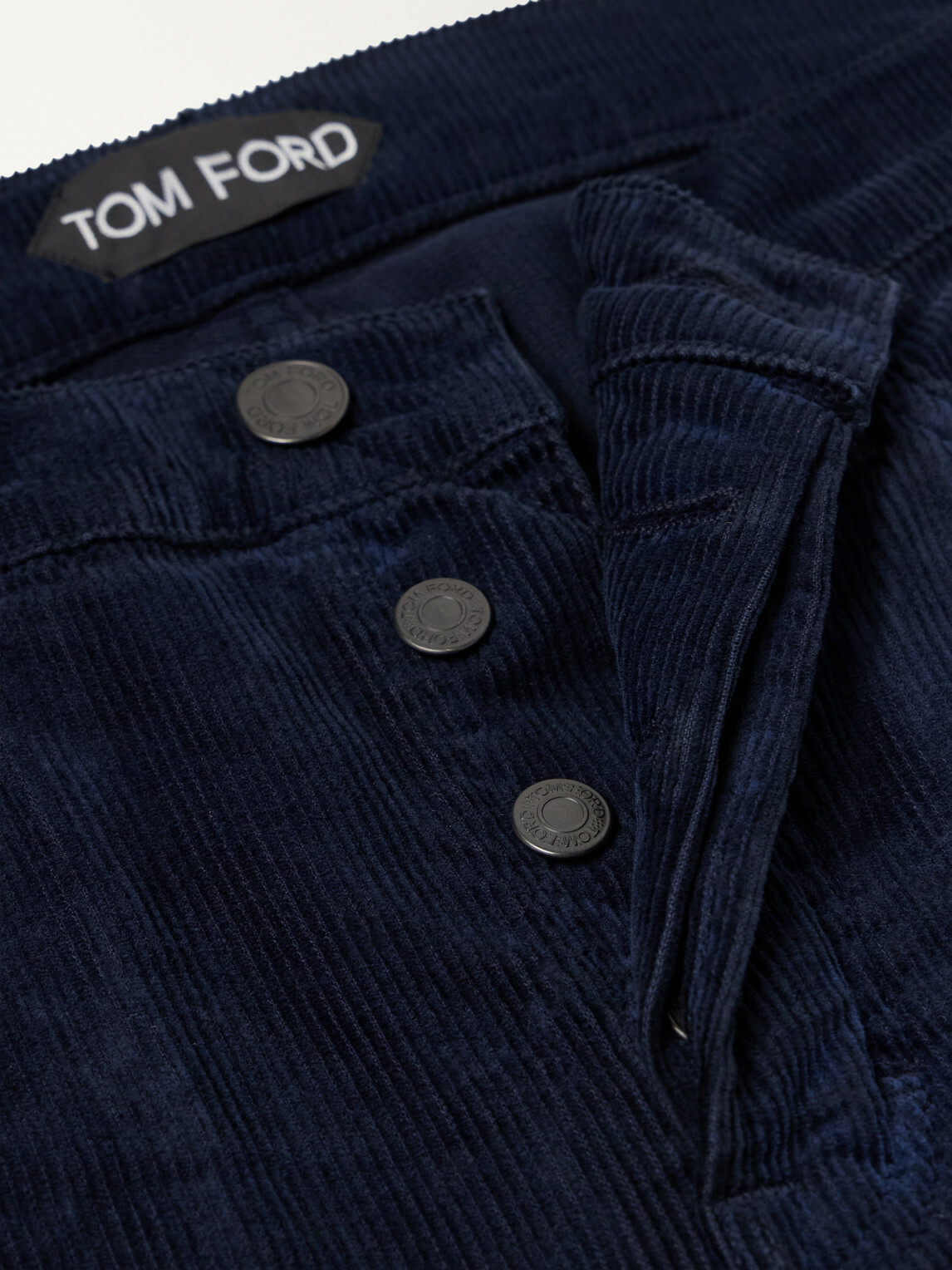 TOM FORD - Slim-Fit Cotton-Blend Corduroy Trousers - Blue