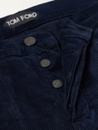 TOM FORD - Slim-Fit Cotton-Blend Corduroy Trousers - Blue
