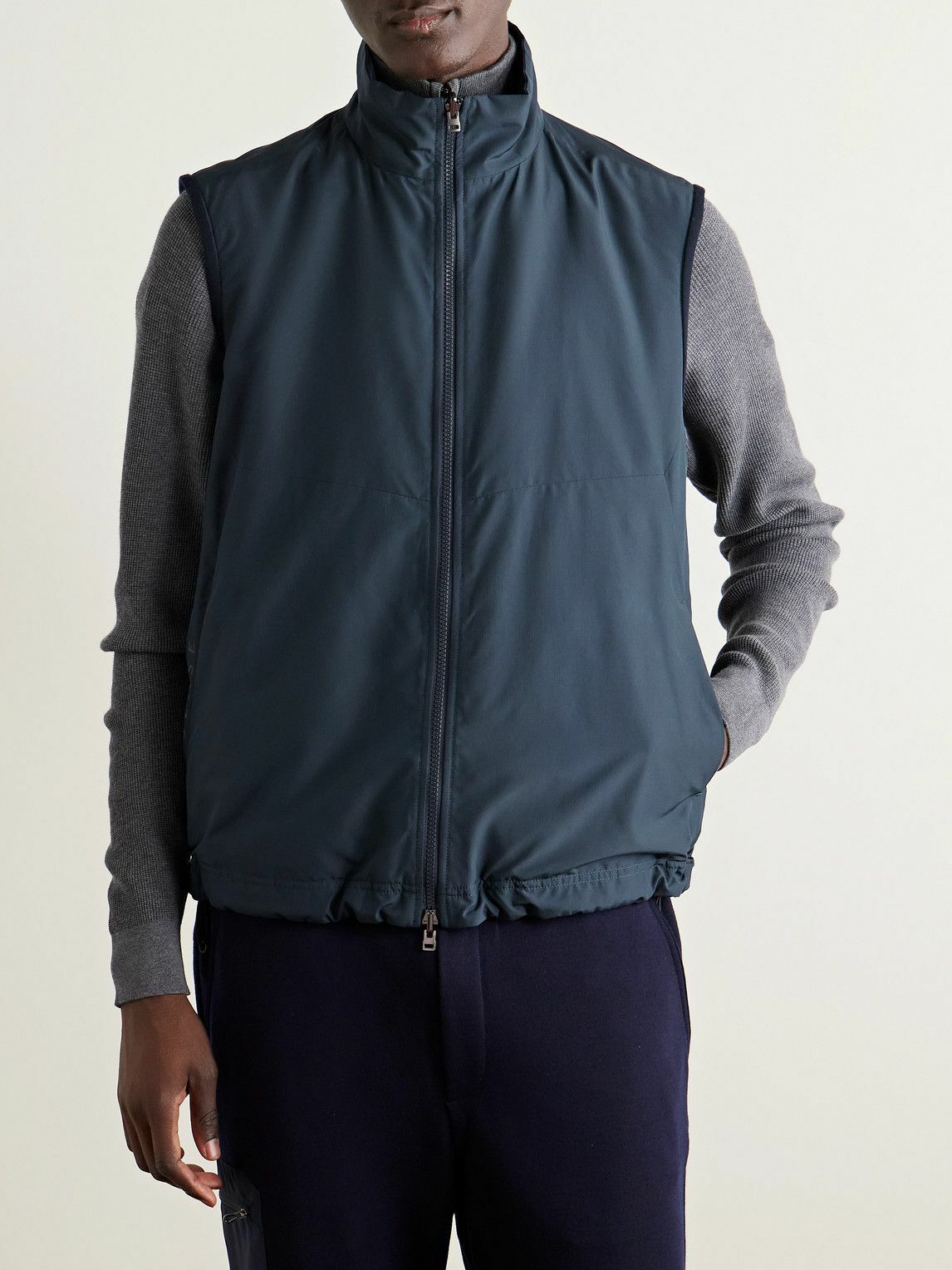 SEASE - Explorer Reversible Padded Virgin Wool-Blend Jersey and Micro-Ripstop Gilet - Blue