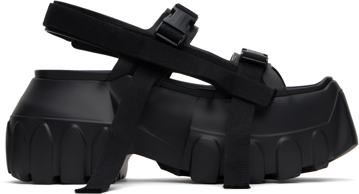 Rick Owens Black Hollywood Strap Spartan Geth Slide Sandals