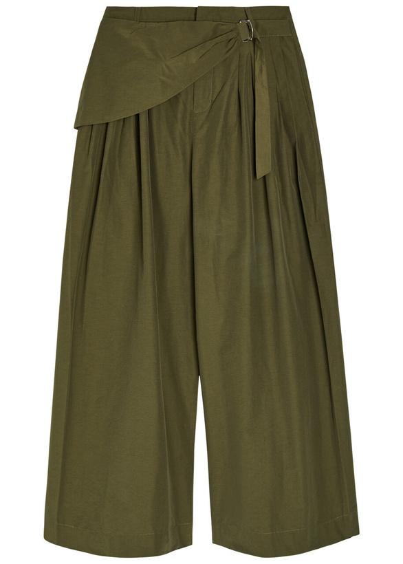 Photo: Damson Madder Fabia Cotton-blend Wide-leg Trousers Khaki