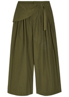 Damson Madder Fabia Cotton-blend Wide-leg Trousers Khaki
