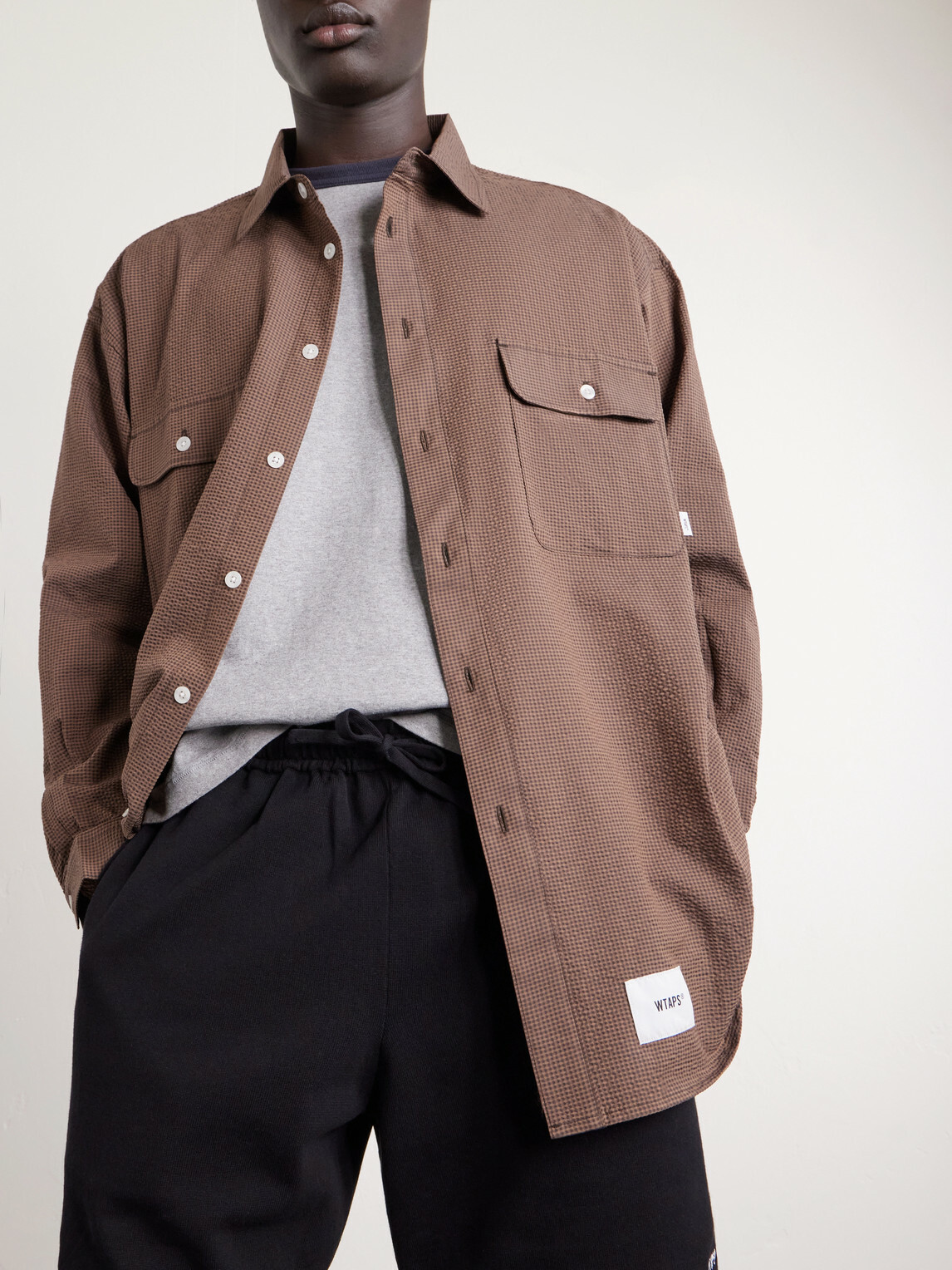 WTAPS - Checked Seersucker Shirt - Brown