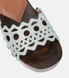 Alaïa Vienne leather and wood slides