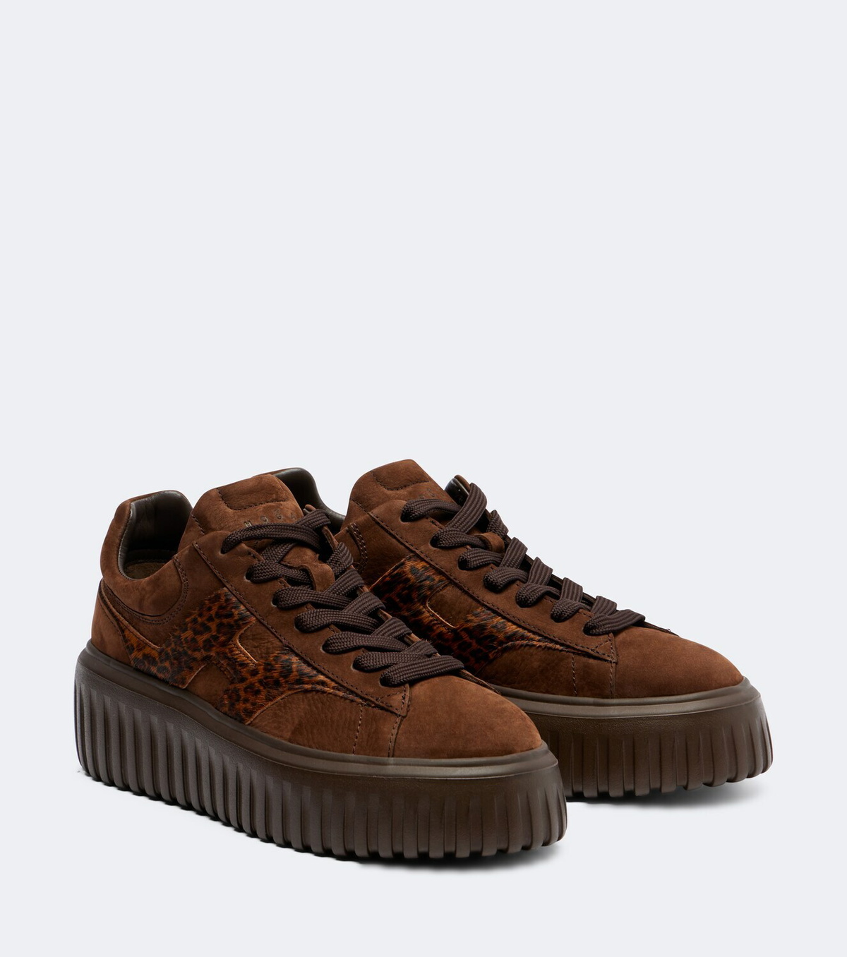 Hogan H645 fur-trimmed leather platform sneakers