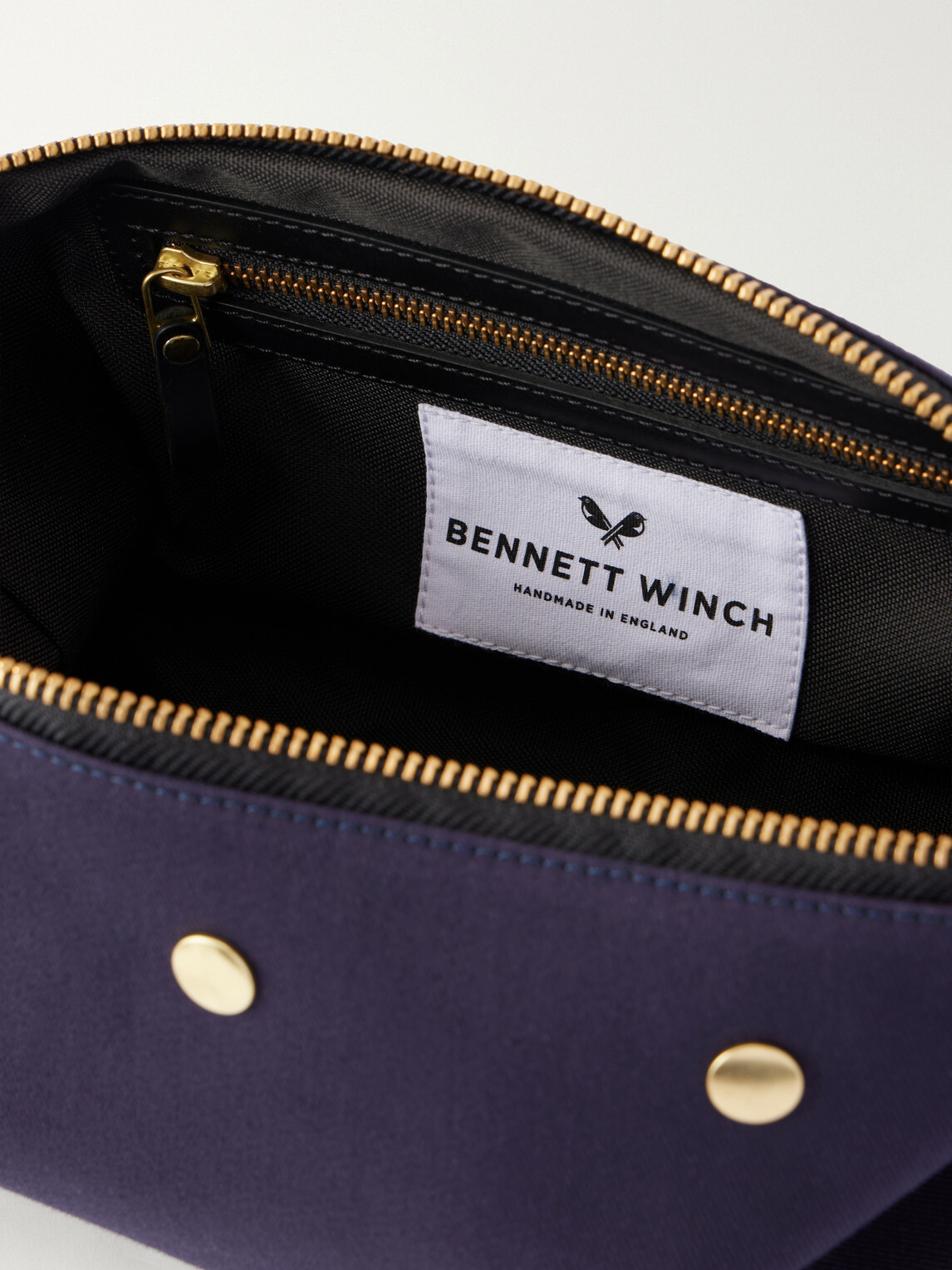 Bennett Winch - Leather-Trimmed Cotton-Twill Wash Bag - Blue