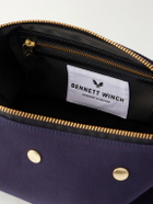 Bennett Winch - Leather-Trimmed Cotton-Twill Wash Bag - Blue
