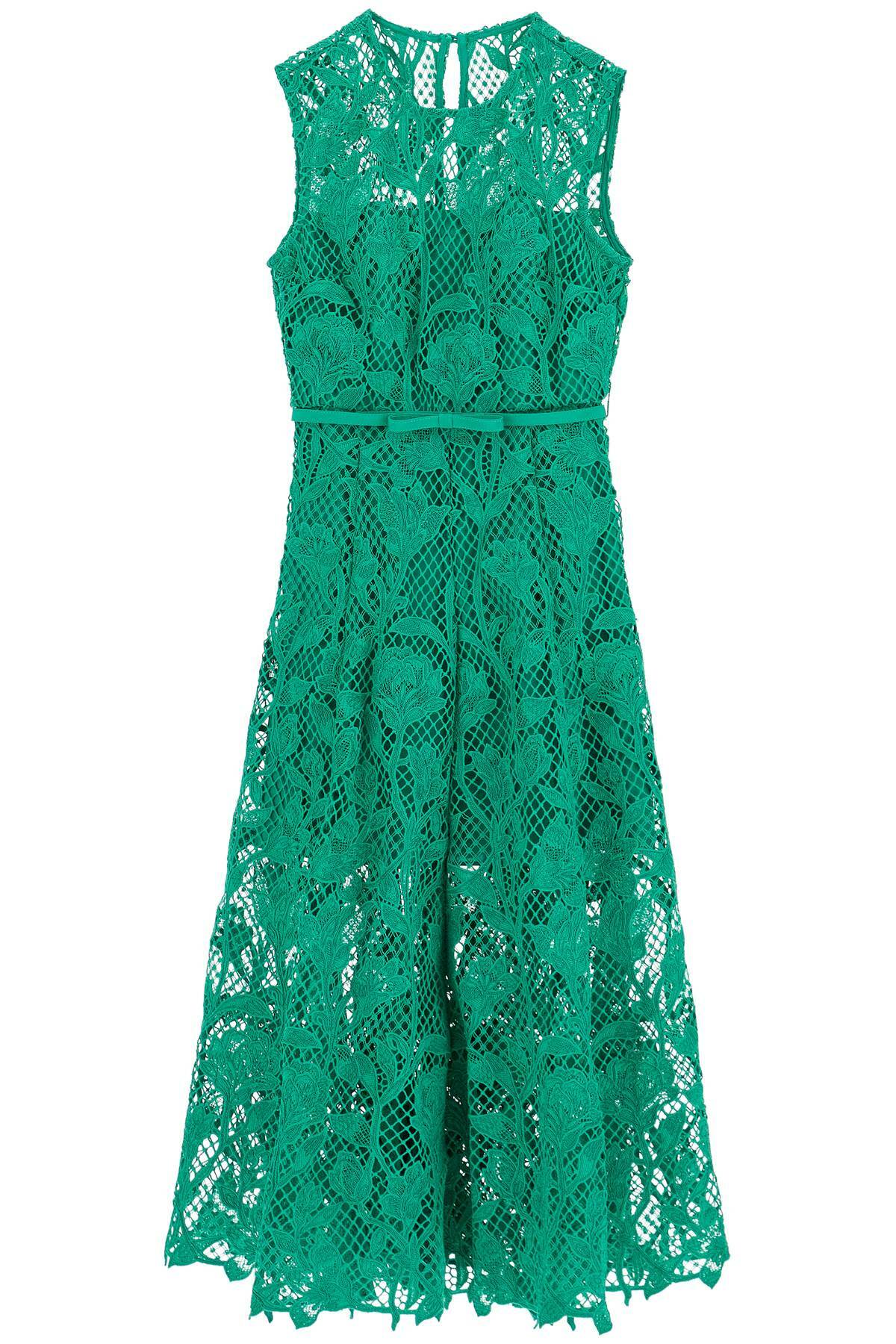 SELF PORTRAIT sleeveless midi lace dress Green Self-Portrait