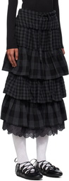 OPEN YY Black Rolled Waist Tiered Midi Skirt