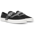 AMIRI - Embellished Leather-Trimmed Suede Slip-On Sneakers - Black