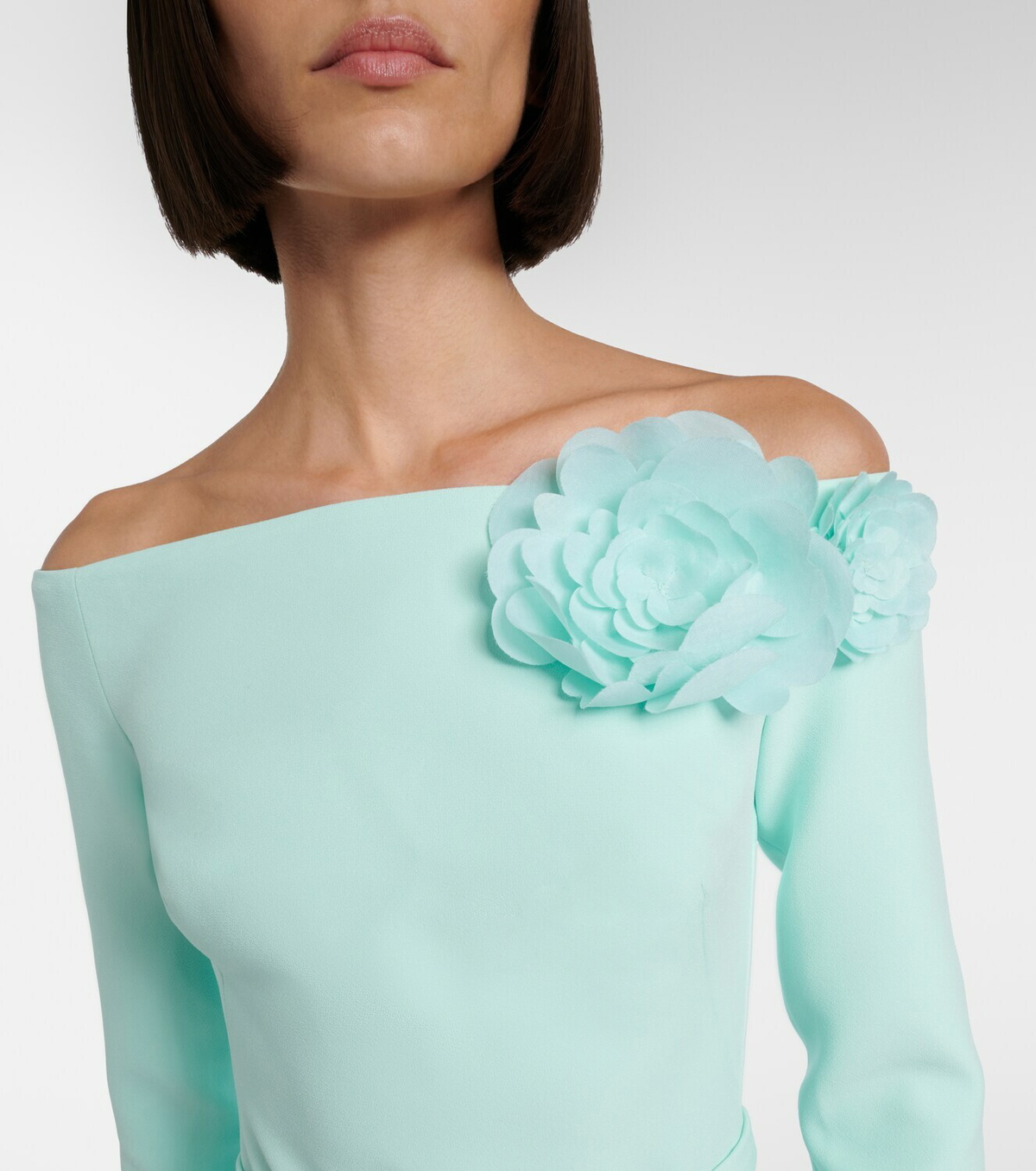 Safiyaa Jay floral-appliqué crêpe midi dress