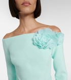 Safiyaa Jay floral-appliqué crêpe midi dress