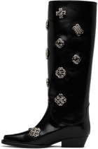Toga Pulla SSENSE Exclusive Black Leather Embellished Tall Boots