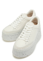Chloe Nama Panelled Leather Flatform Sneakers White