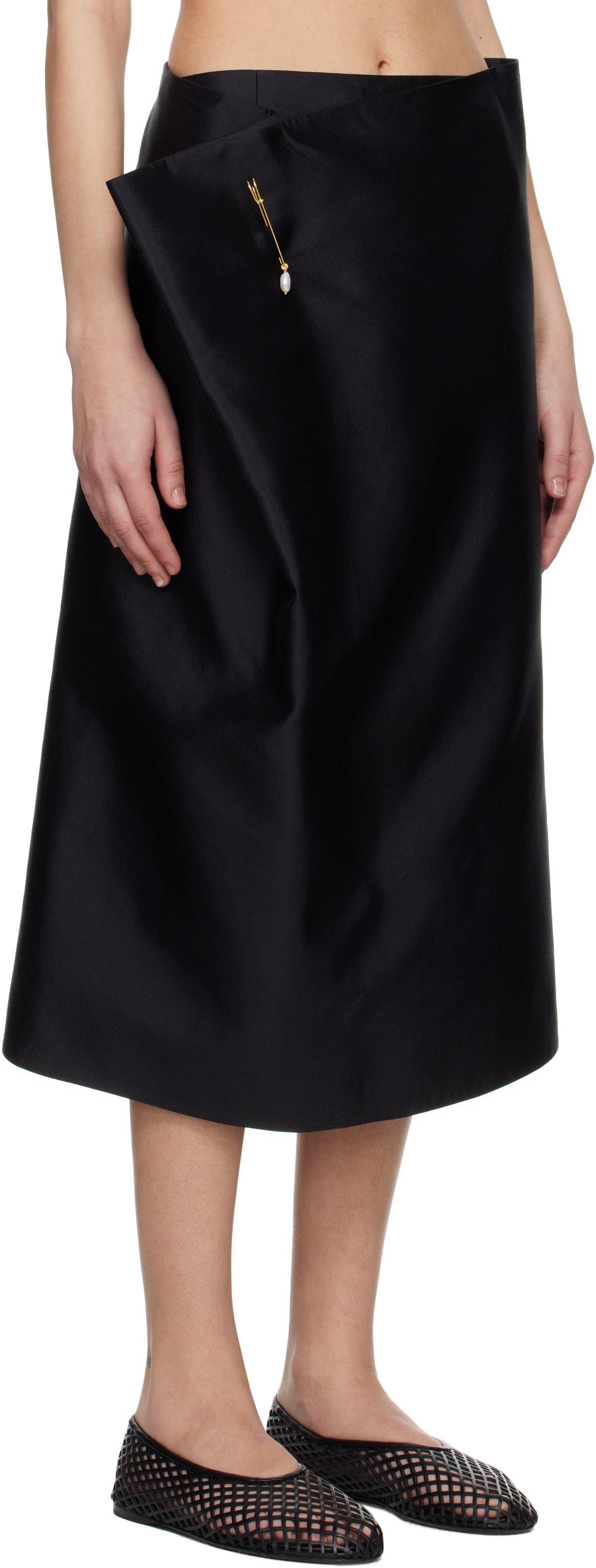 Carven Black Layered Midi Skirt