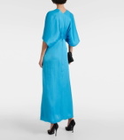 Costarellos Roanna draped lamé georgette gown