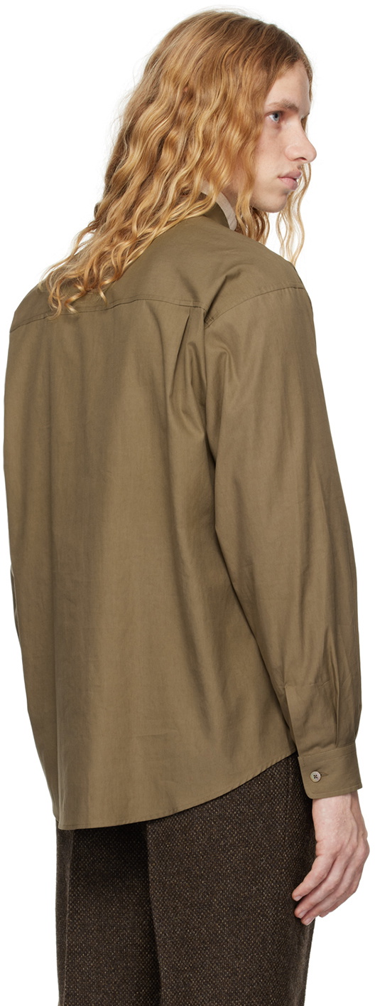 AURALEE Brown Washed Finx Twill Big Shirt Auralee