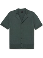 HUGO BOSS - Camp-Collar Mercerised Cotton Shirt - Green