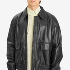 Studio Nicholson Men's Leather Bomber Jacket in Black
