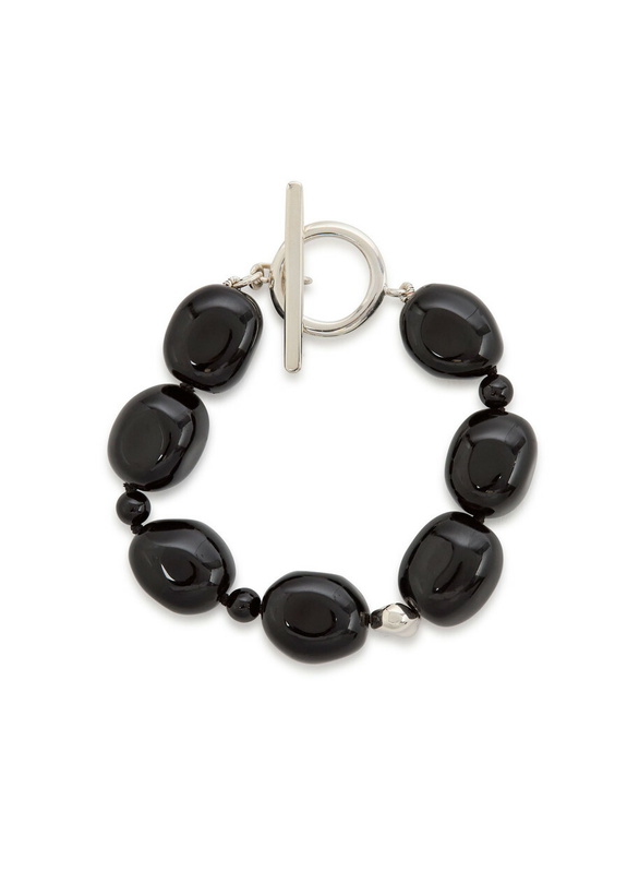Photo: Agmes Dara Sterling Silver Beaded Bracelet - Black - One Size