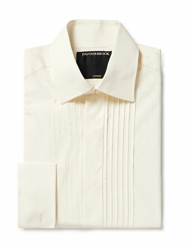 Photo: Favourbrook - Cutaway-Collar Bib-Front Double-Cuff Cotton-Poplin Shirt - Neutrals