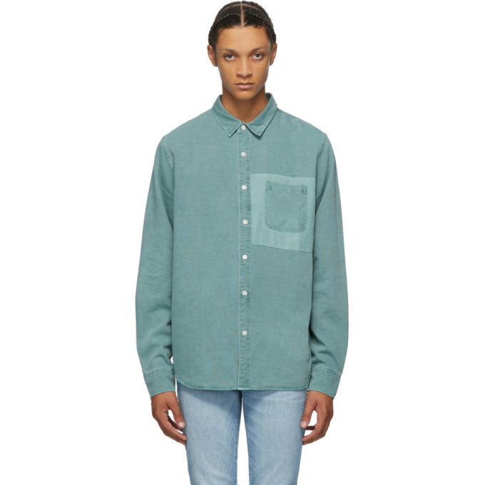 Photo: Frame Green Tonal Blocking Shirt