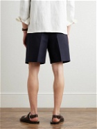 Loro Piana - Joetsu Straight-Leg Pleated Cotton and Linen-Blend Twill Bermuda Shorts - Blue