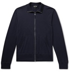 TOM FORD - Cotton, Silk and Cashmere-Blend Jersey Zip-Up Cardigan - Blue