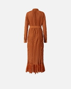 Pinko Long Shirt Dress With Lace Details Tan Brown