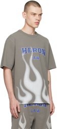 Heron Preston Gray 'Heron Law Flames' T-Shirt