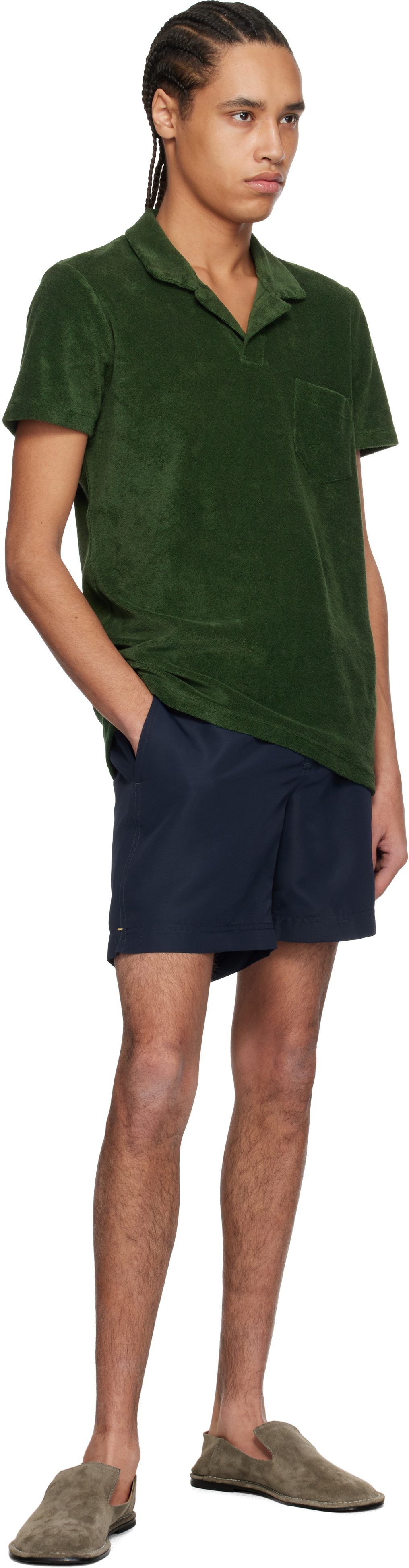Orlebar Brown Green Terry Towelling Polo