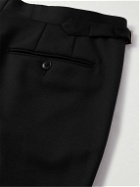 Saman Amel - Straight-Leg Pleated Wool-Twill Tuxedo Trousers - Black