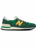 New Balance - MADE in USA 990v1 Leather-Trimmed Mesh and Suede Sneakers - Green