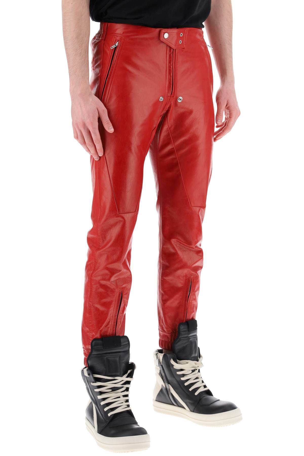RICK OWENS luxor leather pants for men Red Rick Owens