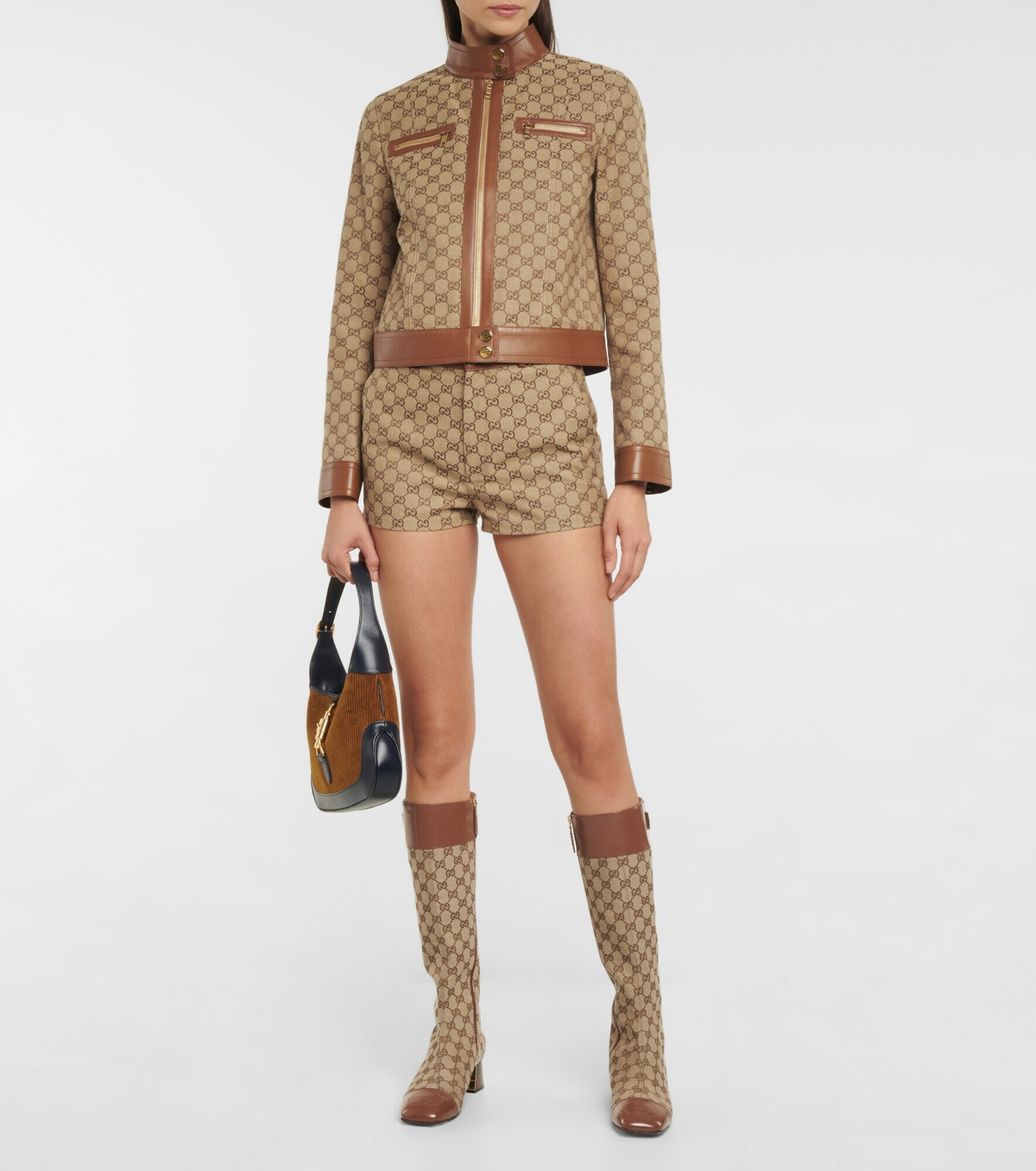 Gucci - GG Supreme leather-trimmed shorts Gucci