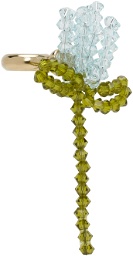 Simone Rocha Blue & Khaki Cluster Crystal Flower Single Ear Cuff