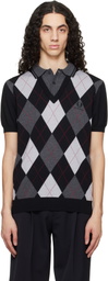 Fred Perry Black & Gray Kris Van Assche Edition Argyle Knitted Polo