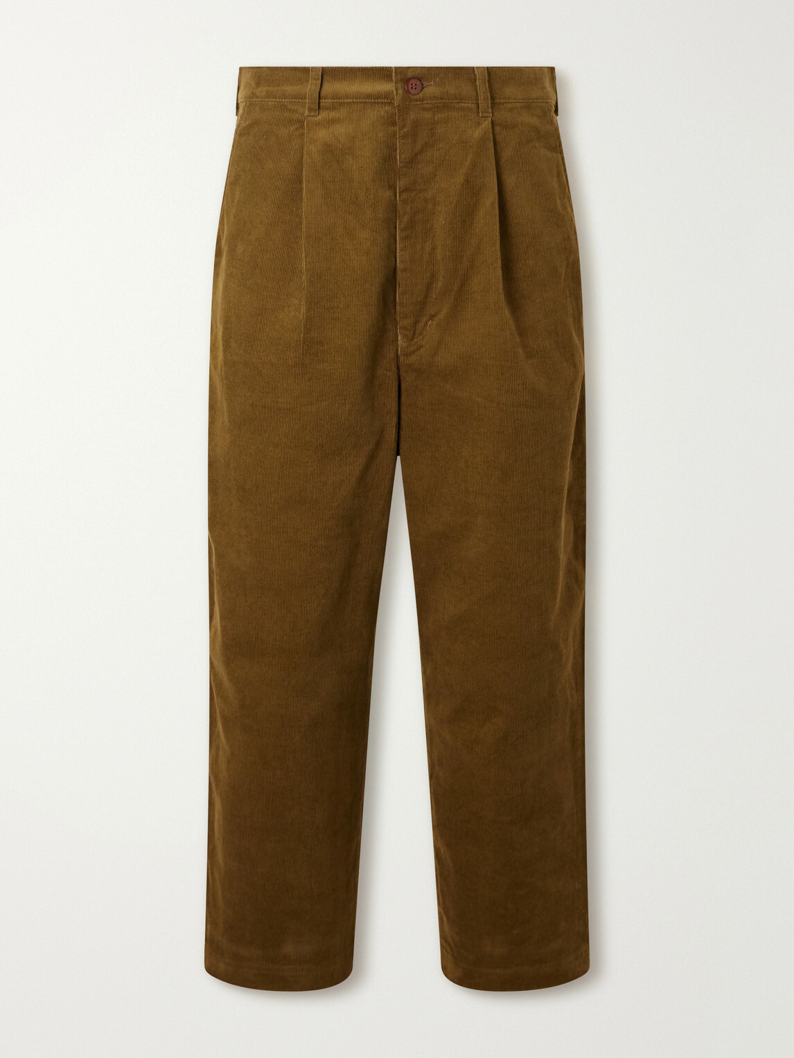 Junya Watanabe - Wide-Leg Pleated Garment-Washed Cotton-Blend Corduroy Trousers - Brown