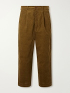 Junya Watanabe - Wide-Leg Pleated Garment-Washed Cotton-Blend Corduroy Trousers - Brown