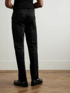 Versace - Straight-Leg Embellished Cotton-Gabardine Trousers - Black