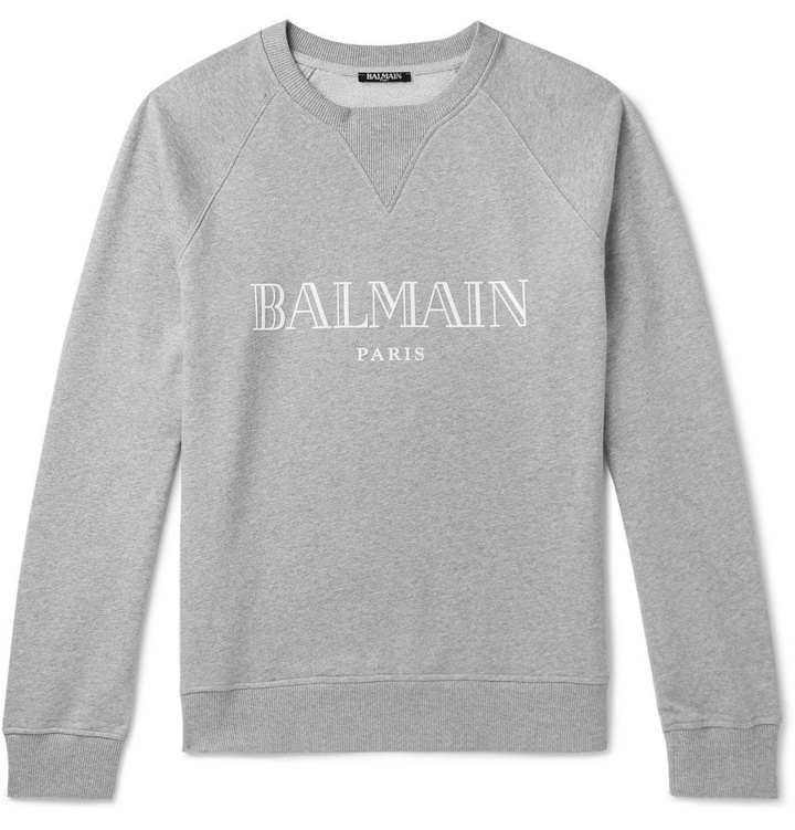 Photo: Balmain - Logo-Print Mélange Loopback Cotton-Jersey Sweatshirt - Men - Gray