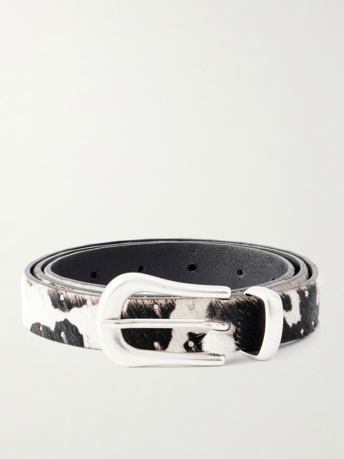 SECOND / LAYER - The Doc 2cm Studded Calf Hair Belt - White