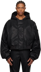 Entire Studios Black Hooded Bomber Jacket