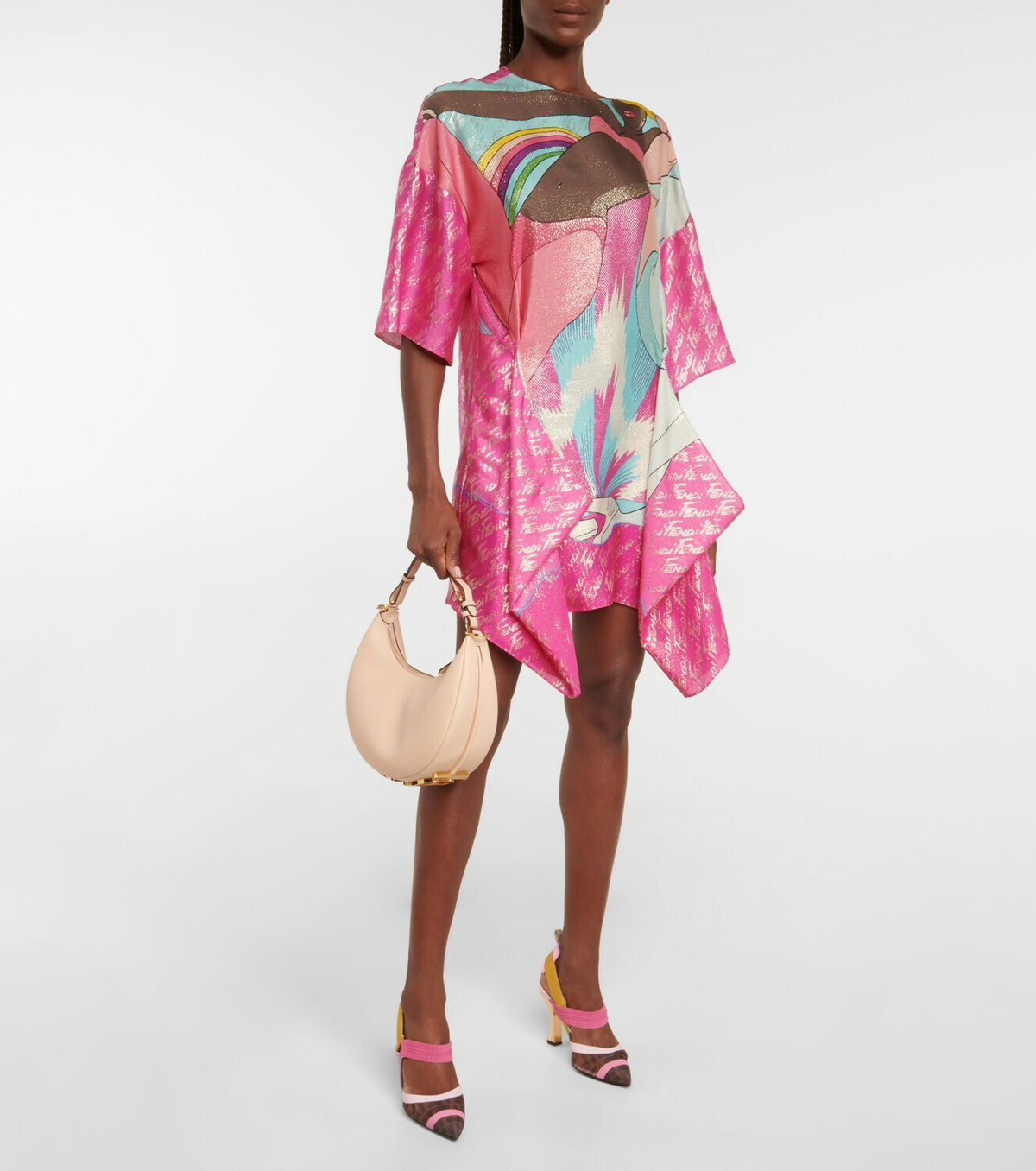 Fendi Printed silk-blend minidress