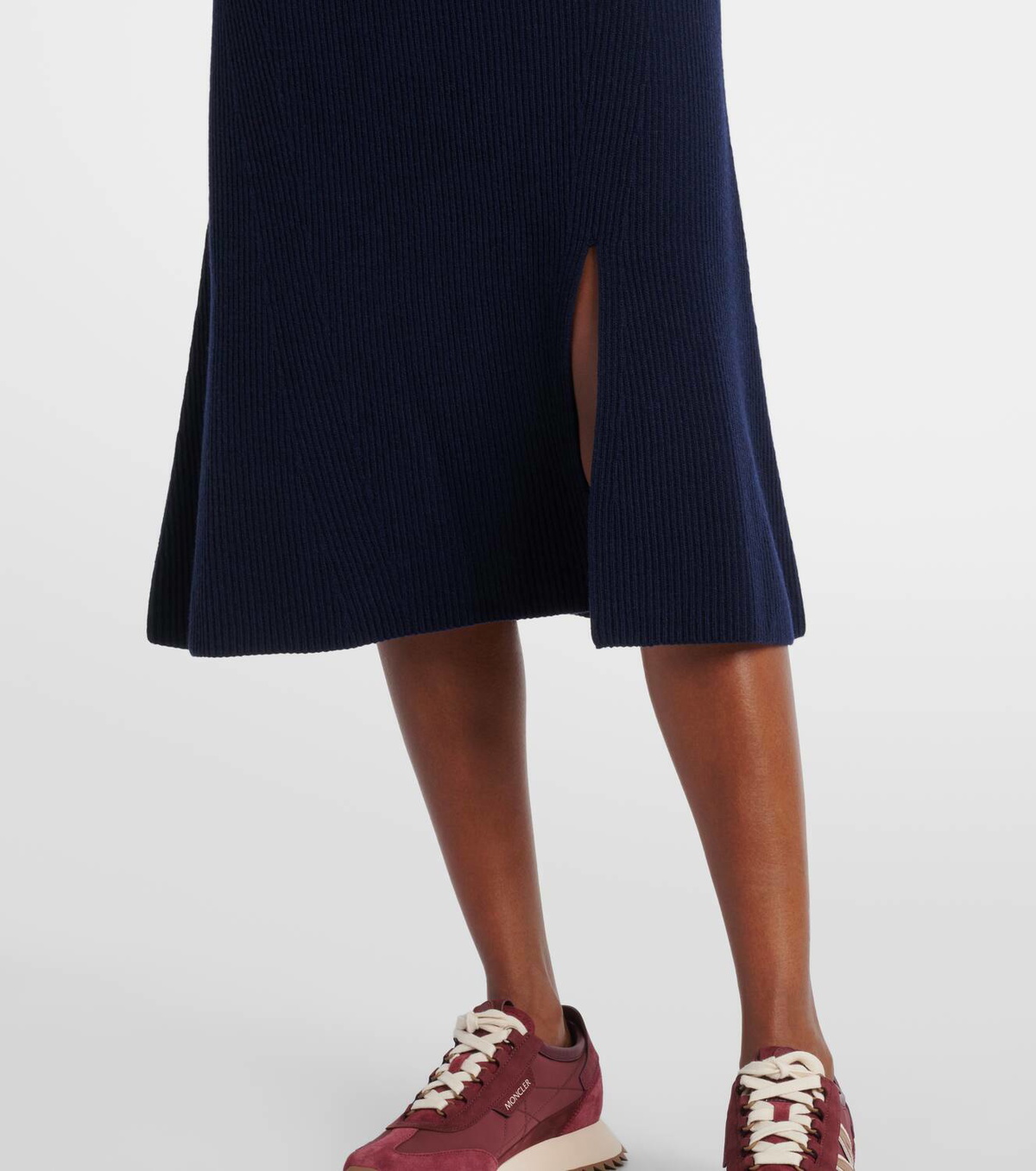 Moncler Ribbed-knit wool and cashmere midi skirt Moncler