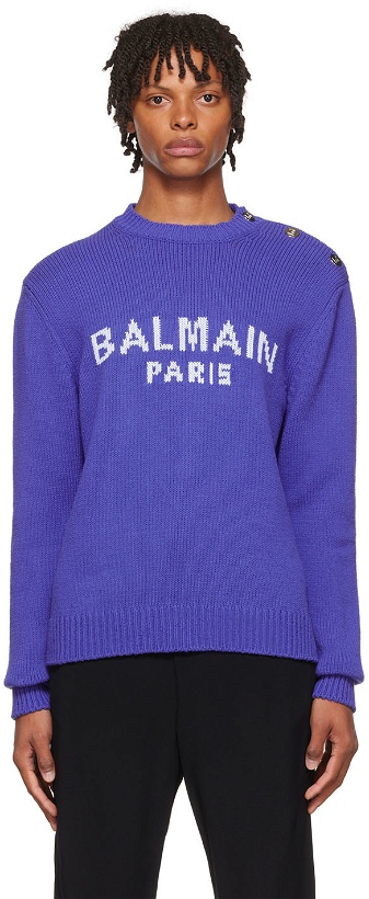 Photo: Balmain Blue Cotton Sweater