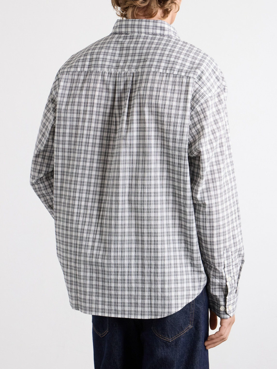 mfpen - Executive Checked Cotton-Blend Poplin Shirt - Gray